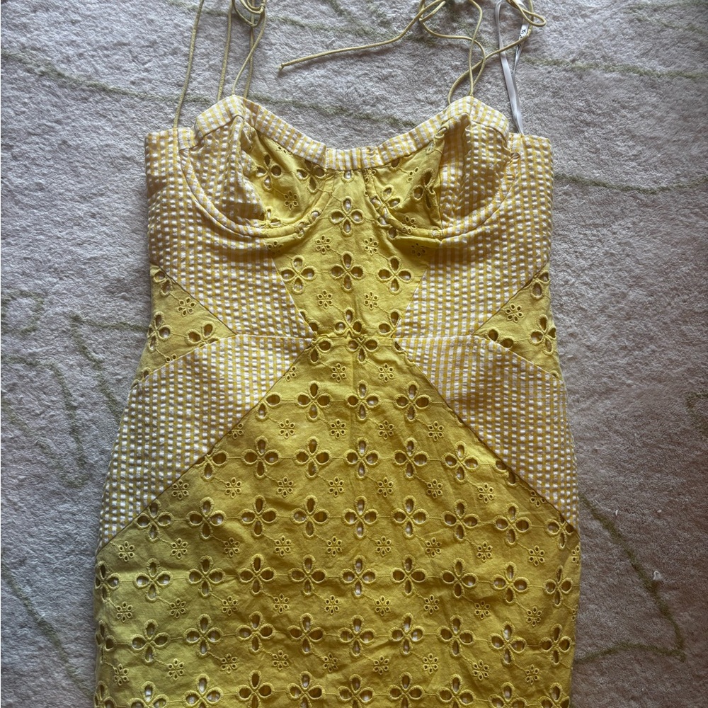 For Love And Lemons Picnic Mini Dress in Sunshine